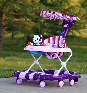 

Baby Walker Young Child Car Rollover Multi-function Folding Rock Music Carriage with Baby Toys Walkers for Babys Baby Scooter