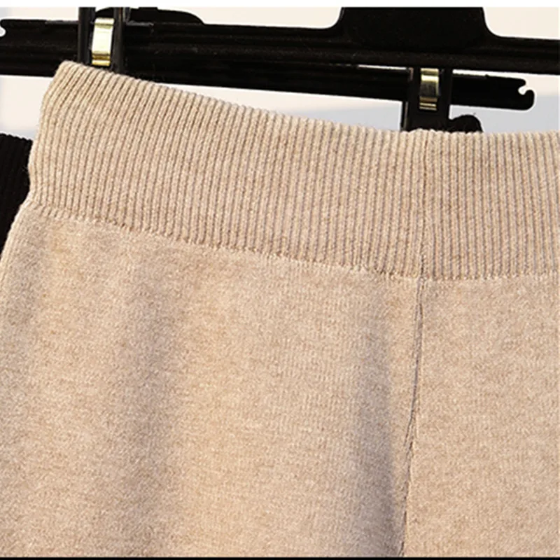 Women Knit Pants Warm Loose Harem Pants Autumn Winter Thick Knitted Trousers Elastic Waist Plus Size Pants