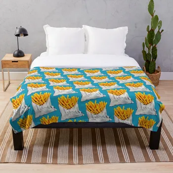 

French Fries Pattern Blanket Wool Flannel Plush Blanket Bedspread For office Sherpa Blanket Couch Quilt Cover Travel