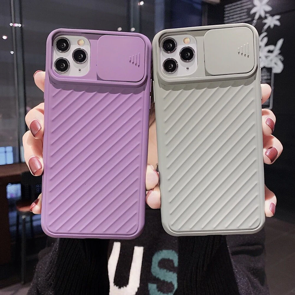 Защитный чехол GHAOK для телефона с камерой iPhone 11 Pro Max XR X XS 7 8 6 Plus однотонный мягкий