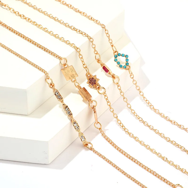 5 компл. Сердце геометрический кристалл браслет золотой цвет простые милые темпераментные браслеты для женщин модные ювелирные изделия подарки для девочек