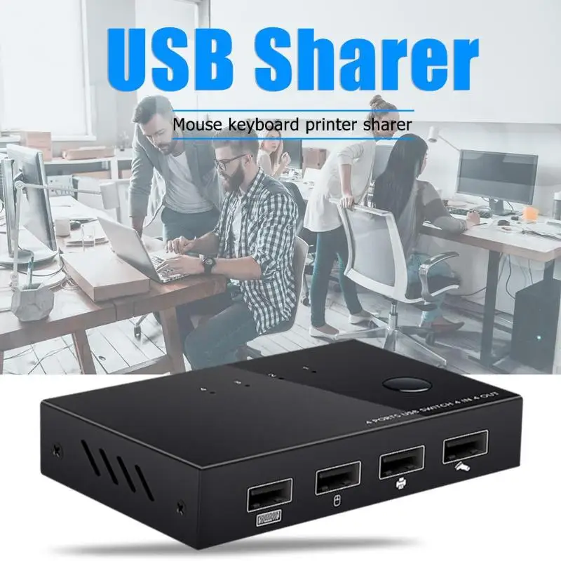 4 порта USB 2,0 переключатель PC Обмен VGA коммутатор сплиттер коробка для обмена Pendrive принтер клавиатура мышь
