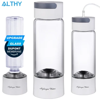 

ALTHY Hydrogen Rich Water Generator Bottle - Glass Cupbody - DuPont SPE & PEM Dual Chamber Maker lonizer - H2 Inhalation device