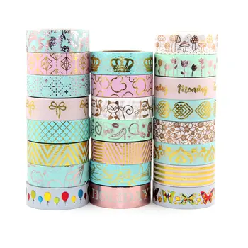 

New Design 15mm*10m Individual Shrink Christmas pink and mint Washi Tape Cute Pattern Masking Tape Single Sided DIY Paper Tape