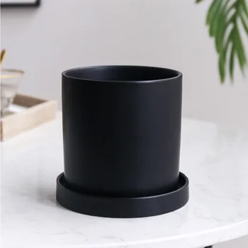 

1 Set Mini Ceramic Pots Small Fleshy Pots Flower Pots Garden Decorations Outdoor Decor with Plate for Home Garden (S Size, White