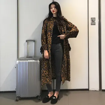 

Female Cardigan Coat O Neck Cloak Sleeve Print Leopard Maxi Cloaks For Women 2020 Autumn Vintage Fashion Tide