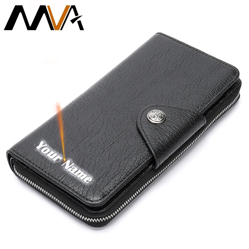 

MVA Men's Wallet Long Fashion Genuine Leather Men Wallets Card Holder Photo Leather Blocking Wallet For Men Passport Large 5500
