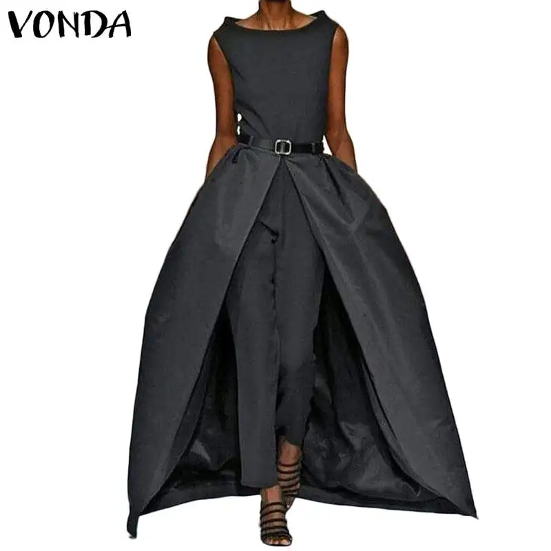 VONDA Woman Rompers And Jumpsuits Sexy Sleevelesss Solid Playsuits Office Ladies Overalls Female Vintage Trouser Pus Size Pants VONDA Woman Rompers And Jumpsuits Sexy Sleevelesss Solid Playsuits Office Ladies Overalls Female Vintage Trouser Pus Size Pants