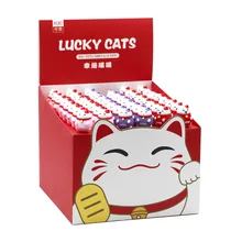 48pcs Lucky Cat Gel Pen, Cute Cartoon Maneki Neko Plastick Black 0.5mm Pens Kawaii School Supplies Wholesale