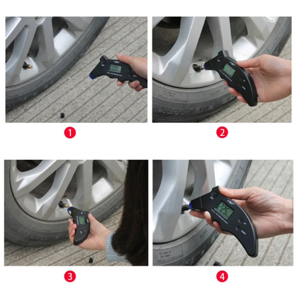 QILEJVS Car Digital Tire Pressure Gauge High Precision LCD Test Tool Auto Bike Motorcycl