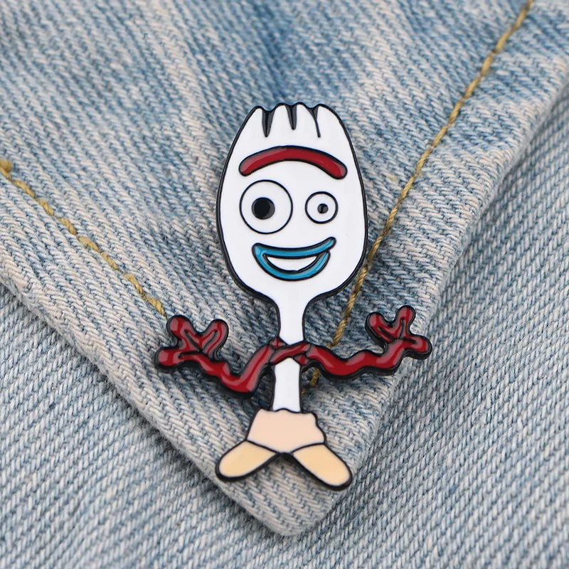 P4052 Dongmanli мультфильм ювелирные изделия смешная Forky металлическая Глянцевая булавки и броши симпатичный значок на булавке значок фильм подарки