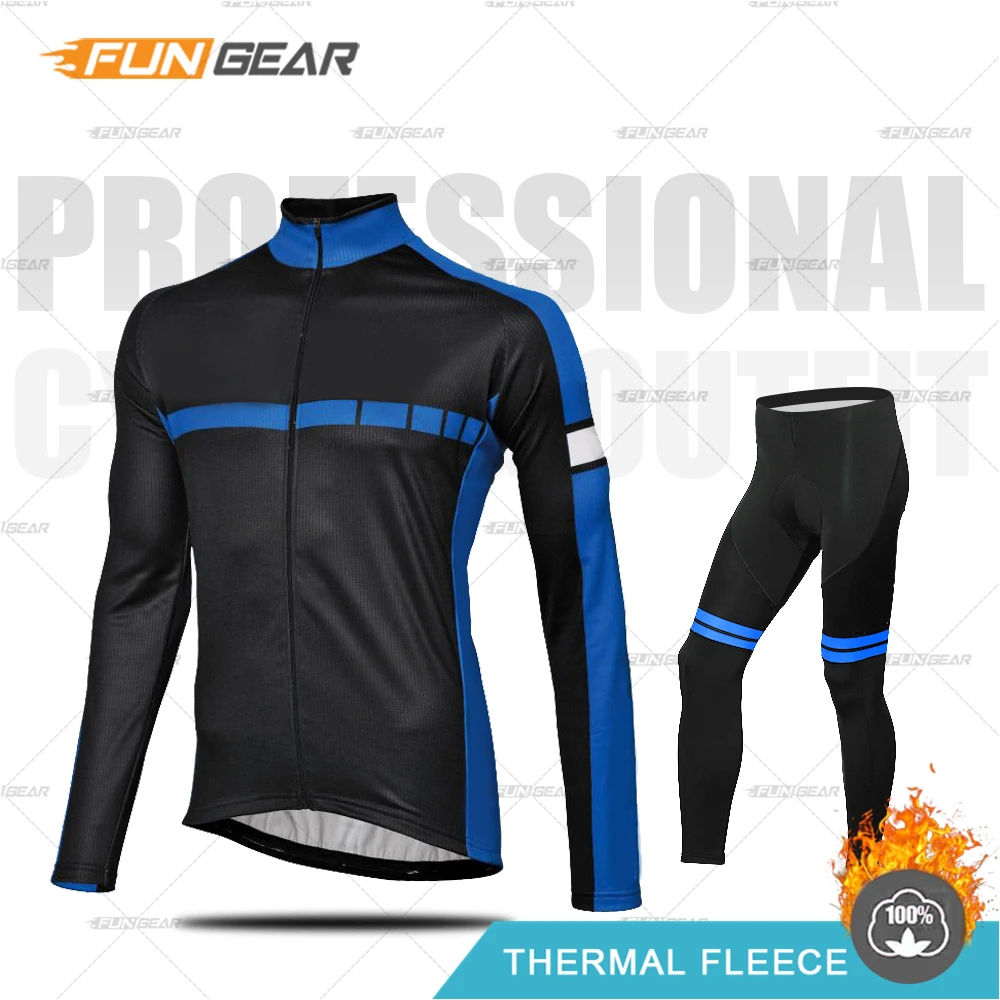 Зимняя одежда для велоспорта, теплая одежда, Ropa Ciclismo Invierno, комплект из джерси с длинными рукавами для верховой езды, теплая флисовая форма, комплект со штанами - Цвет: NORMAL SET