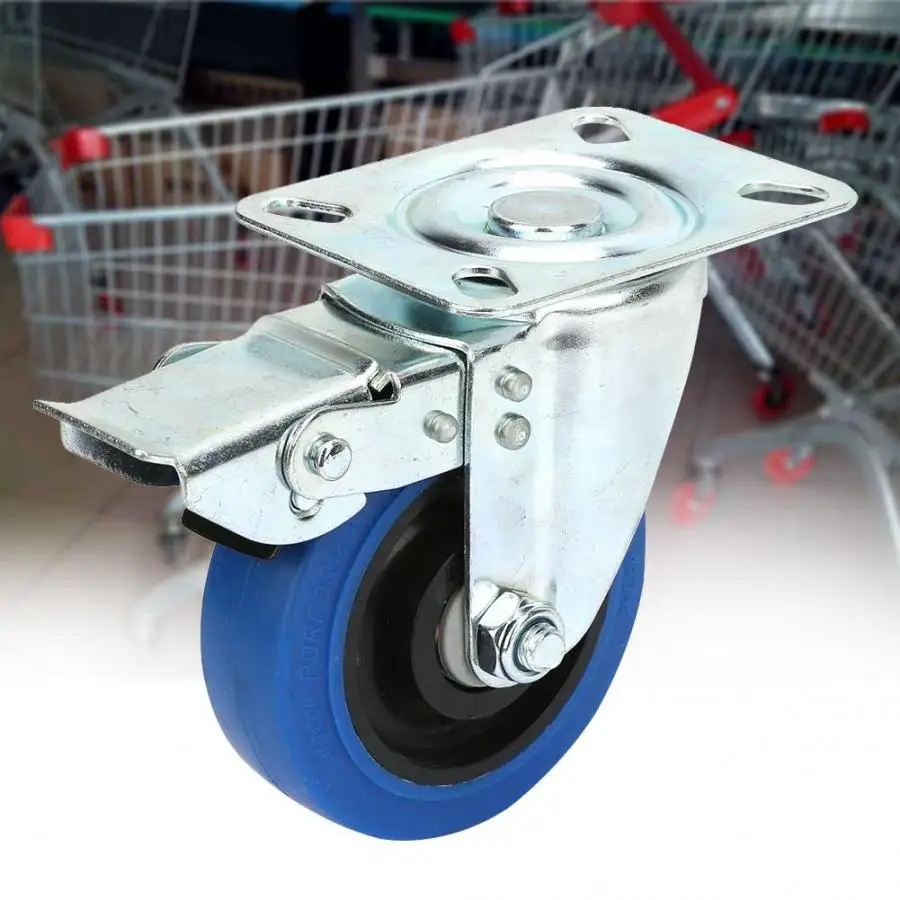 

4Pcs/set 4 inch Rubber Swivel Bearing Caster Wheels for Trolley Light with Brake