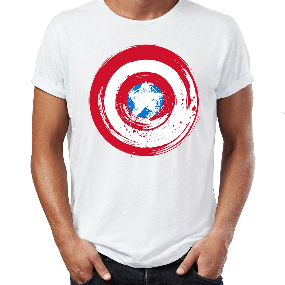 

Men's T Shirt Captain America Shield Artsy Awesome Artwork Drawing Printed Tee