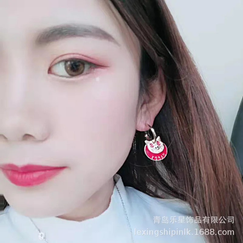 

Lot of Good Fortune Gold Pigskin Earrings Women's 2019 New Style Fashion Cute Red Cartoon Real Gold Pigskin Cool Versatile Earri