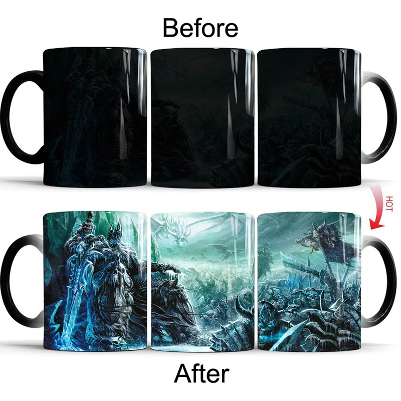 

1pcs 350ml Death Knight Mug Figure Color Changing Mug Frozen Throne Heat Sensitive Reveal Ceramics Coffee Cup Creative Gifts