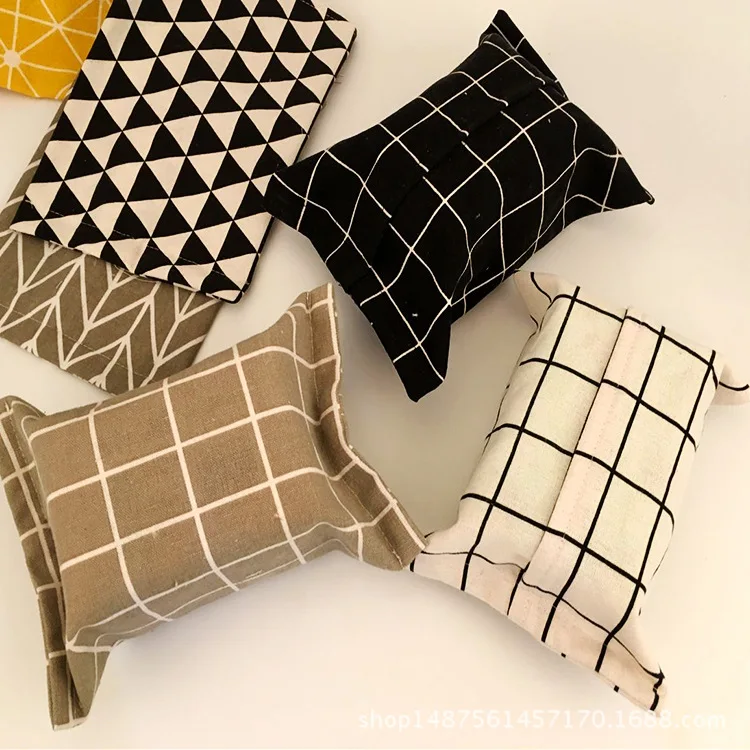 

Nordic Home Collecting Cotton Linen Napkin Box Napkin Carton Bag Creative Car Toilet Livingroom Carton