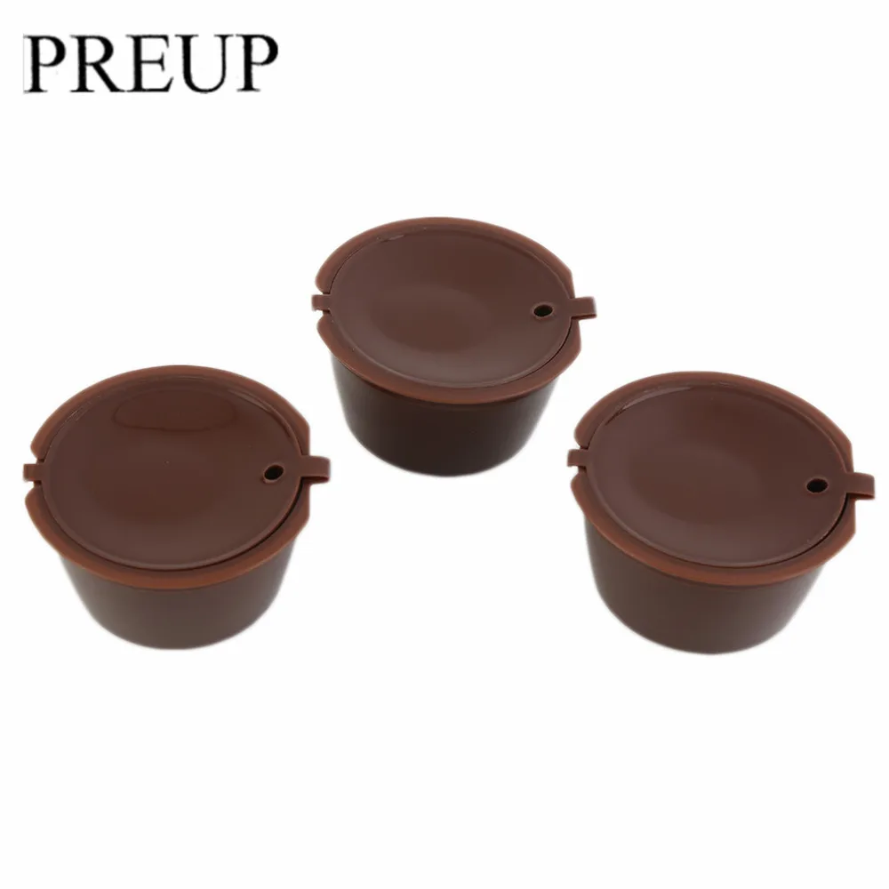 

3Pcs Eco-friendly brown reusable Coffee Capsule Plastic Refillable compatible coffee Filter baskets soft capsules taste sweet