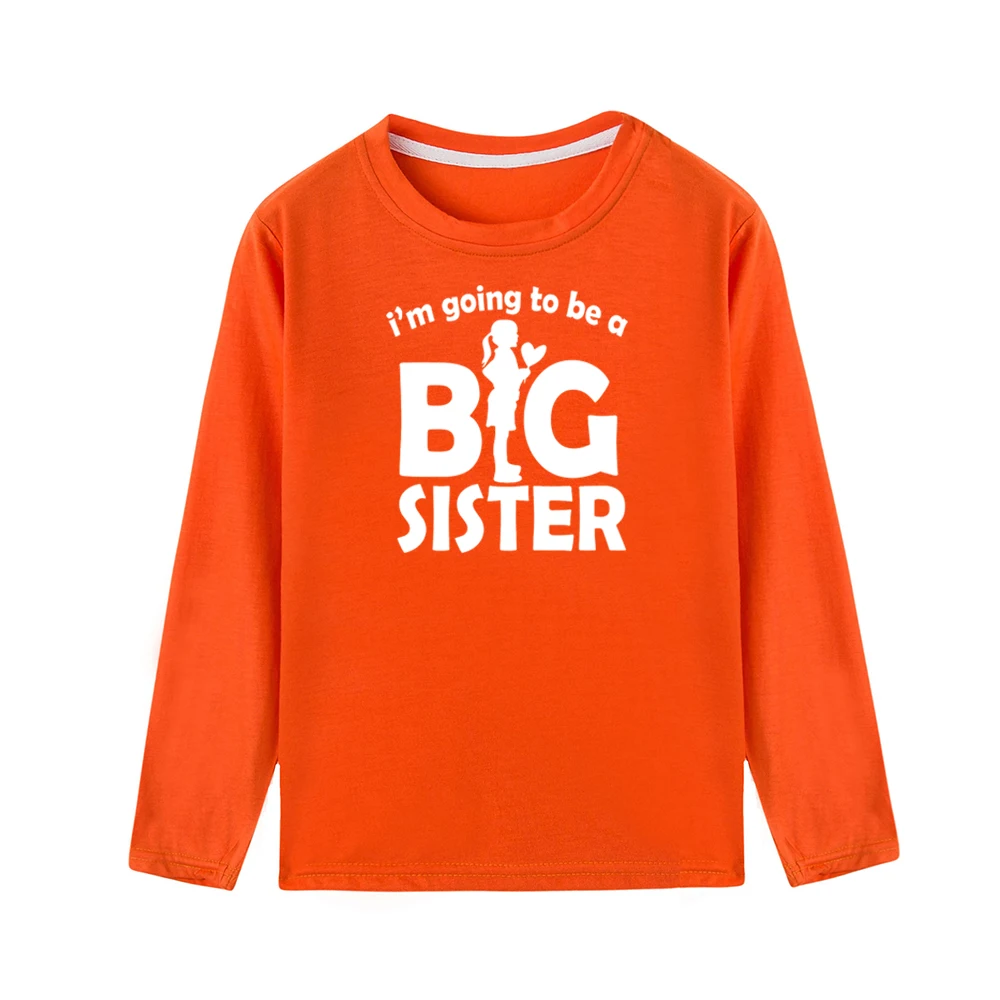 Забавная детская футболка с длинными рукавами и надписью «I'm Going To Be A Big Sister» для девочек футболки для крупных девочек модные повседневные Детские футболки, топы