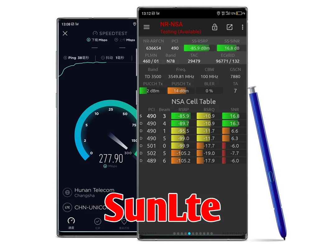 5G NR NSG тестовый телефон, samsung Note 10+ 5G поддержка устройств NSA N41 и N78, поддержка внешней антенны