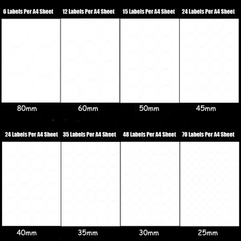 

5/10 Sheets A4 Inkjet and Laser Printer Package Label Round Label White Circle Stickers Self Adhesive stickers