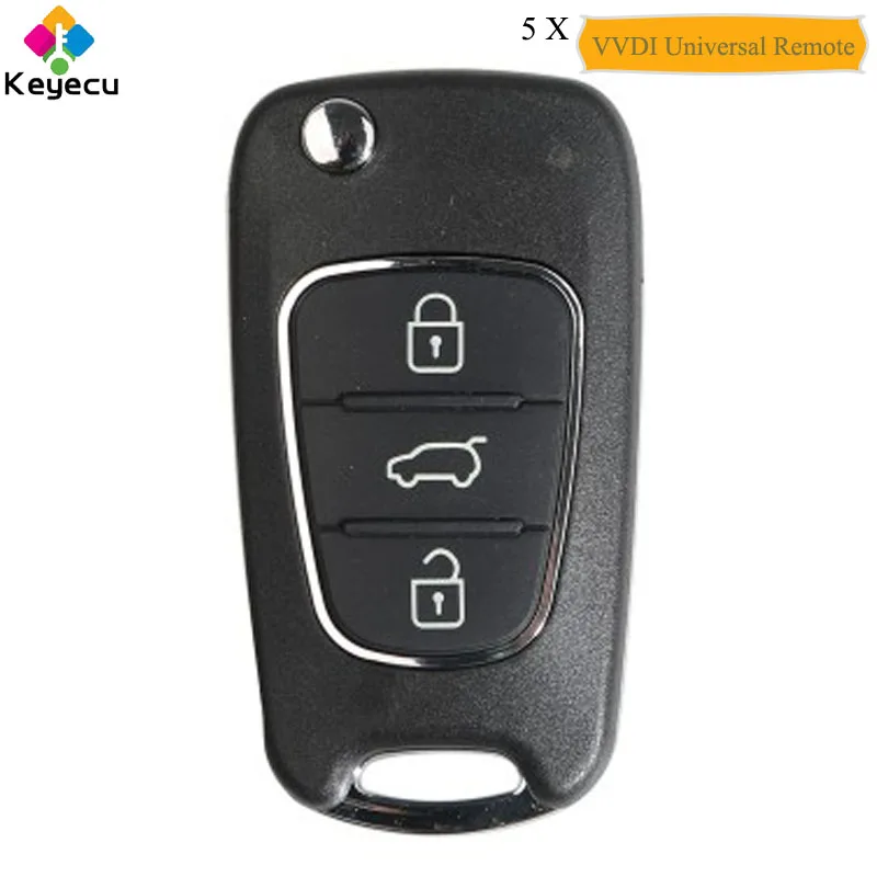 KEYECU 5 шт. XHORSE английская версия для hyundai стиль универсальный дистанционный ключ-3 кнопки-FOB для VVDI ключа инструмента VVDI2 P/N: XKHY02EN