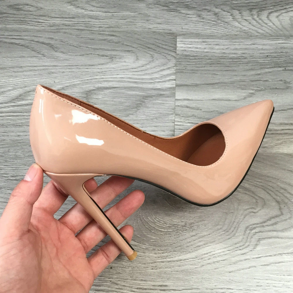 12cm Sexy Heels Nude Patent Leather High Heeled Pumps for Women Pointed Toe Shoes 2022 Spring Plus Size|Women's Pumps| - AliExpress