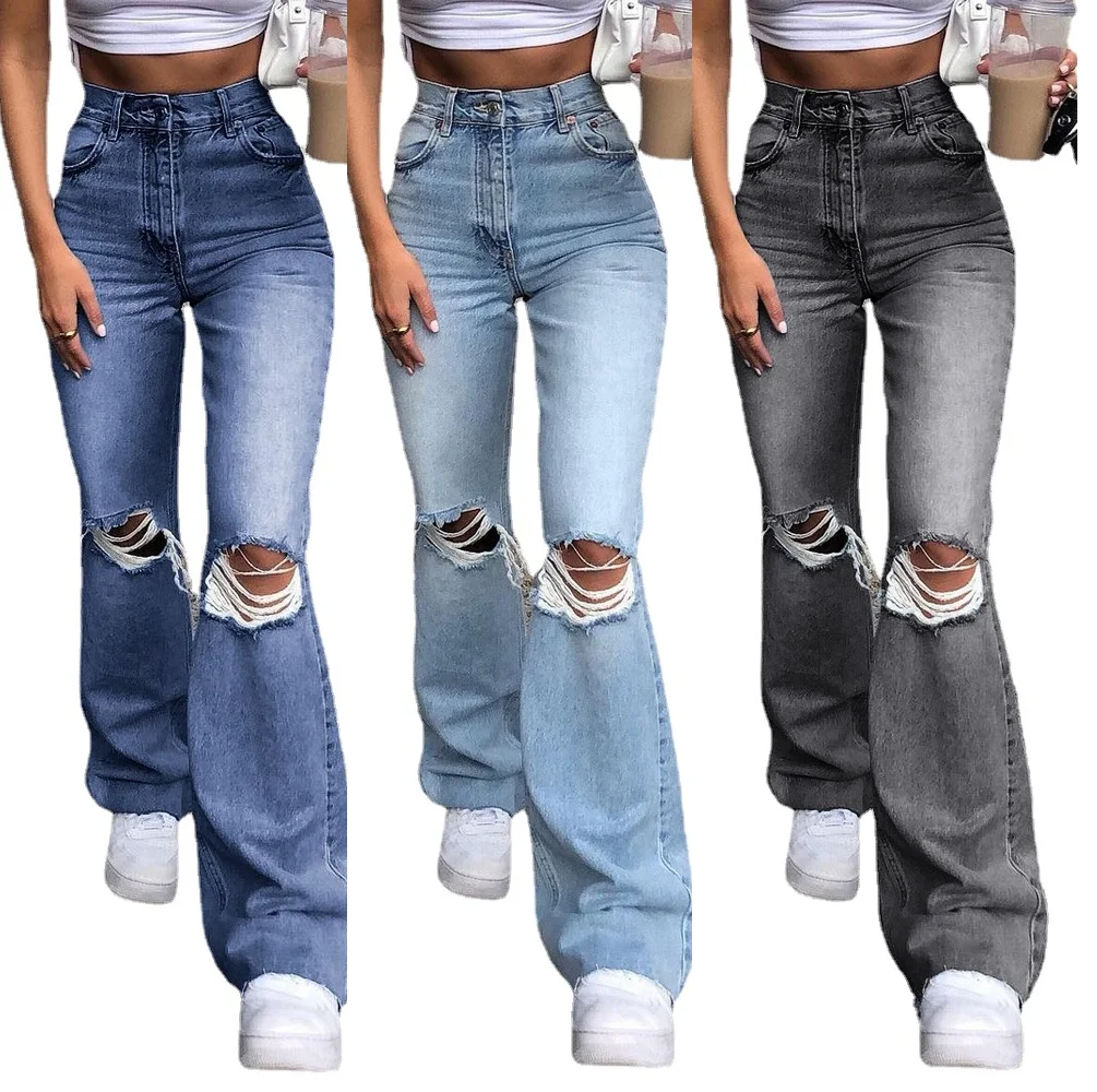 

Женские повседневные джинсы, рваные джинсы с высокой талией