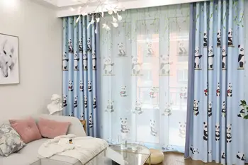 

Children's Double-sided Mosaic Cartoon Panda Printing Full Shading Curtains for Living Dining Room Bedroom.