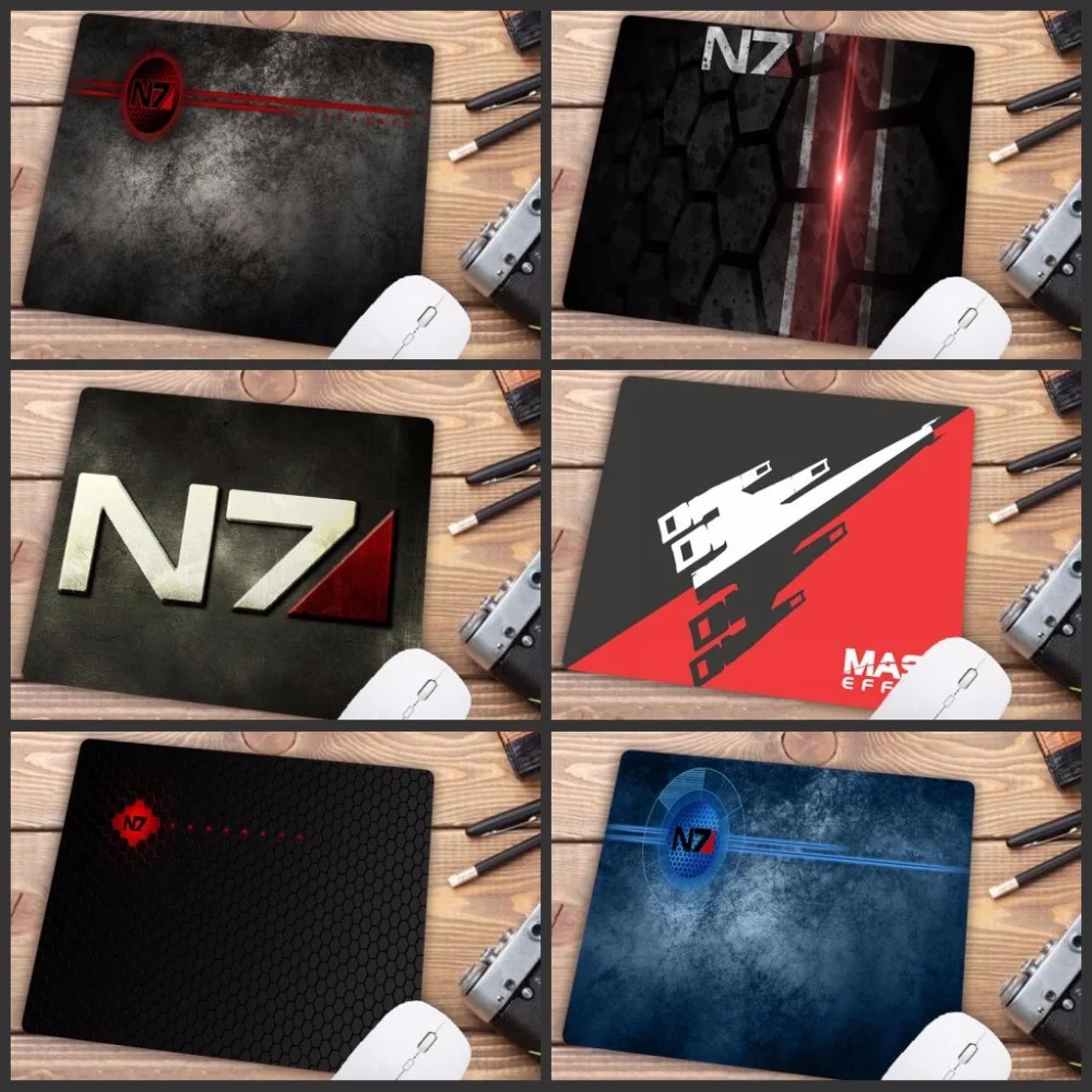 Mass Effect N7 игровой логотип резиновый коврик для мыши игра аниме мультфильм принт маленький размер игровой коврик для мыши Клавиатура коврик Настольный коврик