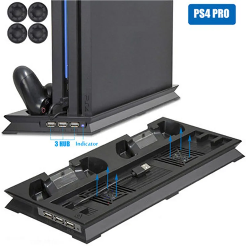 Вертикальная подставка для PS4 Slim с кулером контроллер охлаждения зарядное