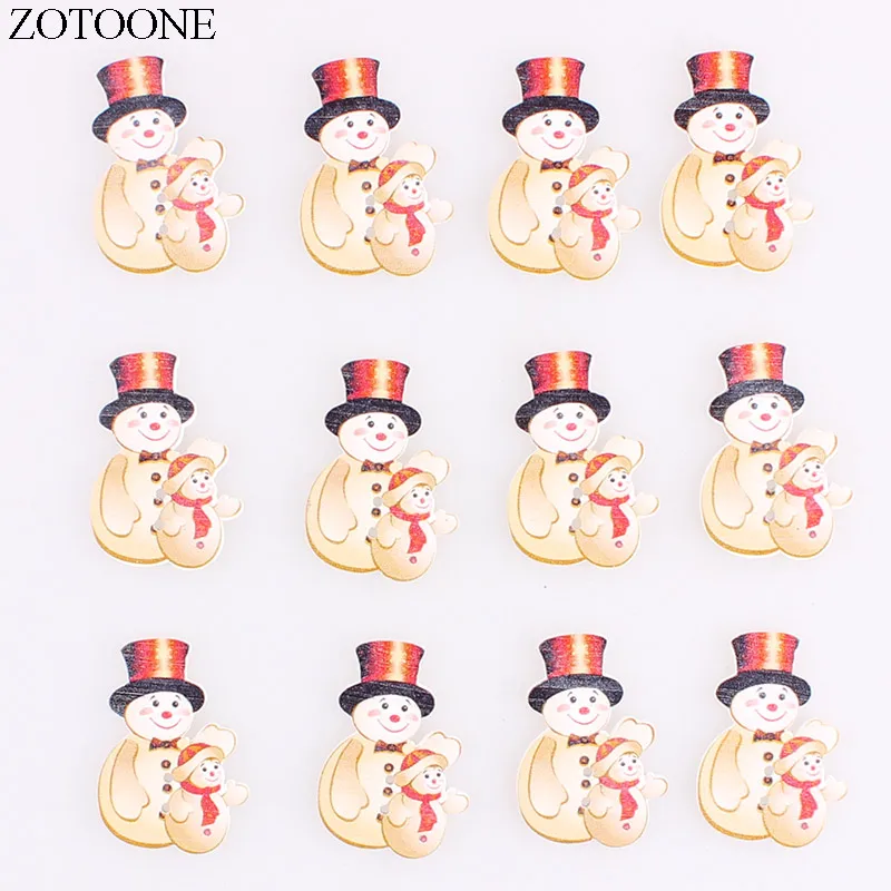

ZOTOONE 100PCS Handmade Wooden Christmas snowman Button Noel Accessories Scrapbooking for Clothing DIY Craft Decoration Button E