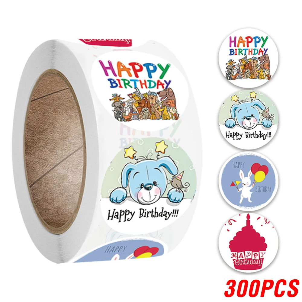 100-500pcs Cute Happy Birthday Stickers 2.5cm/1 Inch Children's Birthday Party Gift Sealing Decorations Greeting Card Labels 