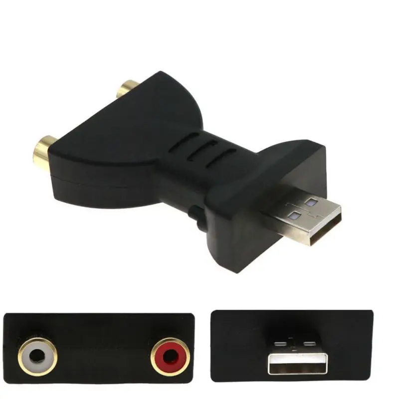 Новый USB аудио-видео адаптер мужской 2 RCA Женский Разъем Портативный позолоченный