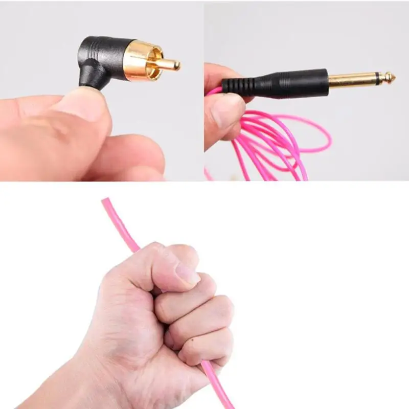 Ultra Light 90 Degree Right Angled Tattoo RCA Clip Cord Silica Gel 60-core Copper Wire Durable with Thin Silicone Cable