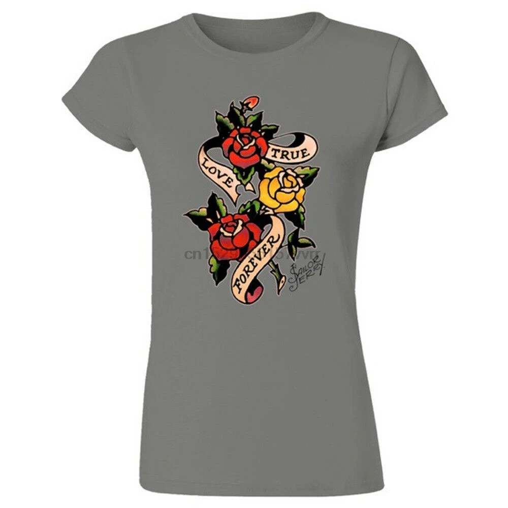 SAILOR JERRY татуировки никогда не навсегда девушка юниоров футболка асфальт S-XL Новый