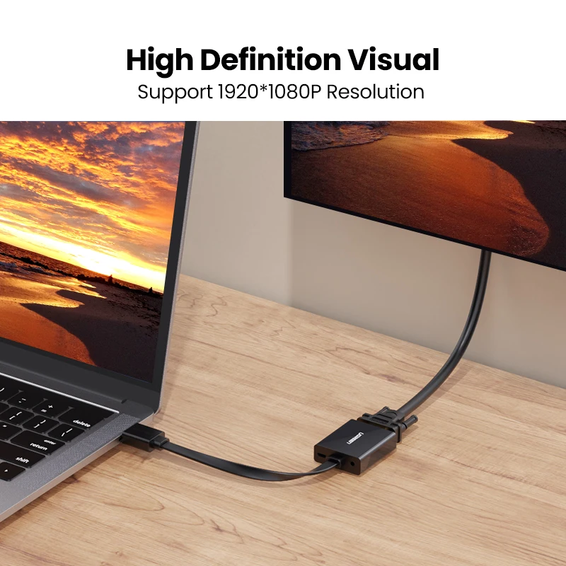 UGREEN-HDMI to VGA , PS4 Male To female ȯ 1080P HDMI VGA , 3.5 , TV ڽ PC HDMI to VGA