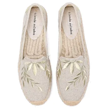 새로운 패션 여성 플랫 신발 진짜 플랫폼 고무 슬립 캐주얼 꽃 Zapatillas Mujer zapatos 대마