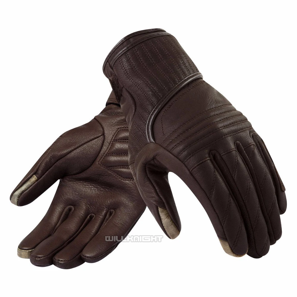 Abbey Road Retro Classic Touchscreen Black Leather Gloves Motorcycle Motocross Racing - Цвет: Dark Brown