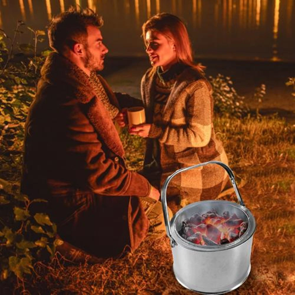 Portable Charcoal Heating Basin, Outdoor Fire Pit, Barbecue Charcoal Grill, Stainless Steel, Heating Furnace