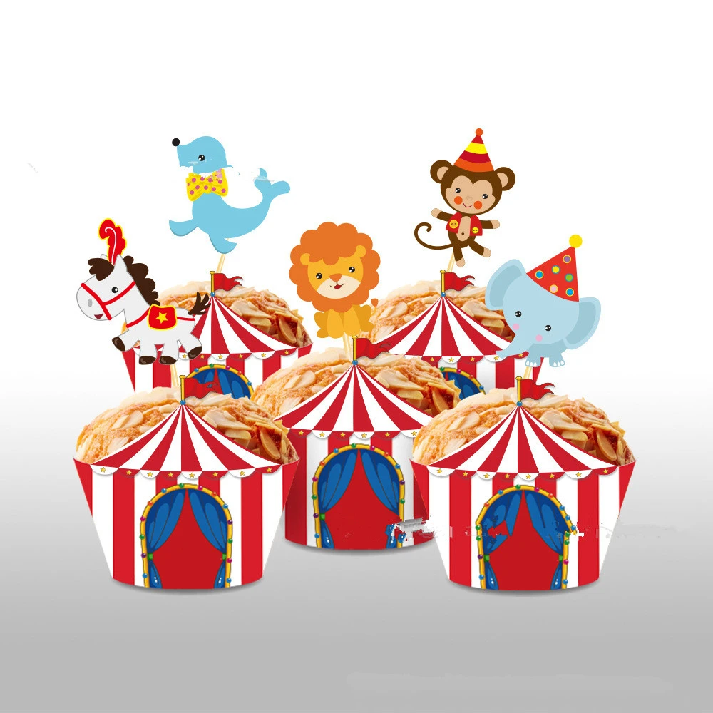 20set Boys Kids Favors Birthday Events Party Carnival Circus Theme Cake Topper Decorations Happy Baby Shower Cupcake Wrappers Cake Decorating Supplies Aliexpress - circus baby in a bag roblox