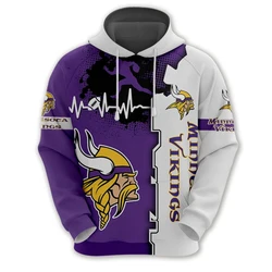 Sudadera con capucha de manga larga para hombre, prenda de vestir masculina con estampado 3D de los Vikings, de manga larga, con diseño de cuerno largo y curva de salto
