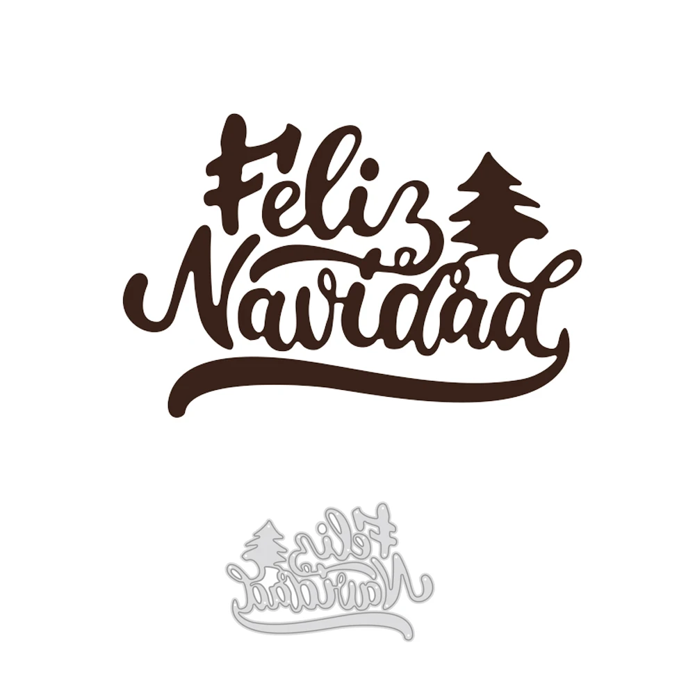 Испанские слова &quotFeliz Navidad&quot Рождественская елка металлическая резка Трафарет