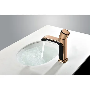 

Guangdong All Copper Hot And Cold Square Rose Gold Black Washbasin Faucet