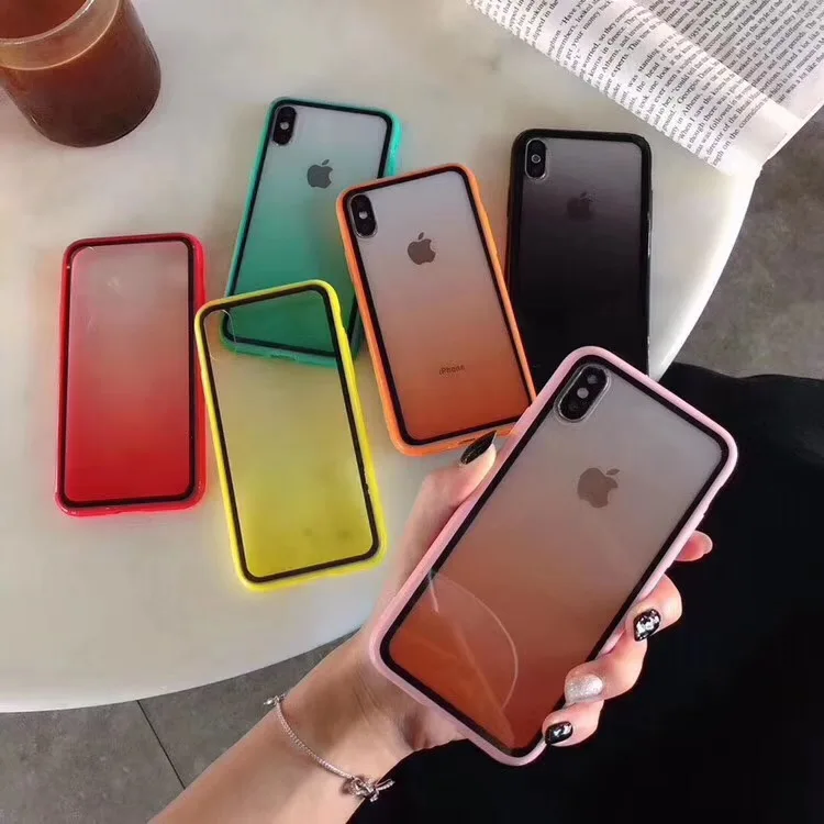 

For iPhone 7 Plus 8 Plus 6S Plus XR XS MAX Luxury colorful Gradient Transparent Acrylic Silicone Case For iPhone XS MAX cover