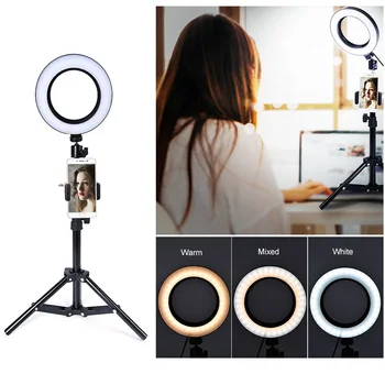 

Dimmable Led Ring Light LED Ring Light Selfie Ring Lamp With Tripod Phone Holder USB Plug Photo Studio Photography Lighting