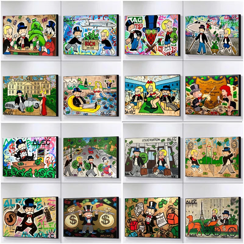 Cartoon Graffiti Art Alec Monopolis Posters En Prints Canvas Schilderijen Wall Pictures Voor Woonkamer Decor Unique Gift | Дом и сад