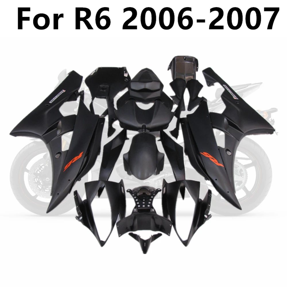 

Мотоцикл для YAMAHA R6 2006 2007 06 07 полный обтекатель комплекты YZF600 кузов капот впрыск ABS все твердые черные матовые