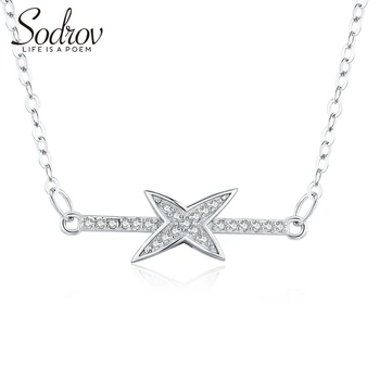 

Sodrov 925 Sterling Silver Four-pointed star Chain Necklace Trendy Elegant Romantic Fine Jewelry for Women
