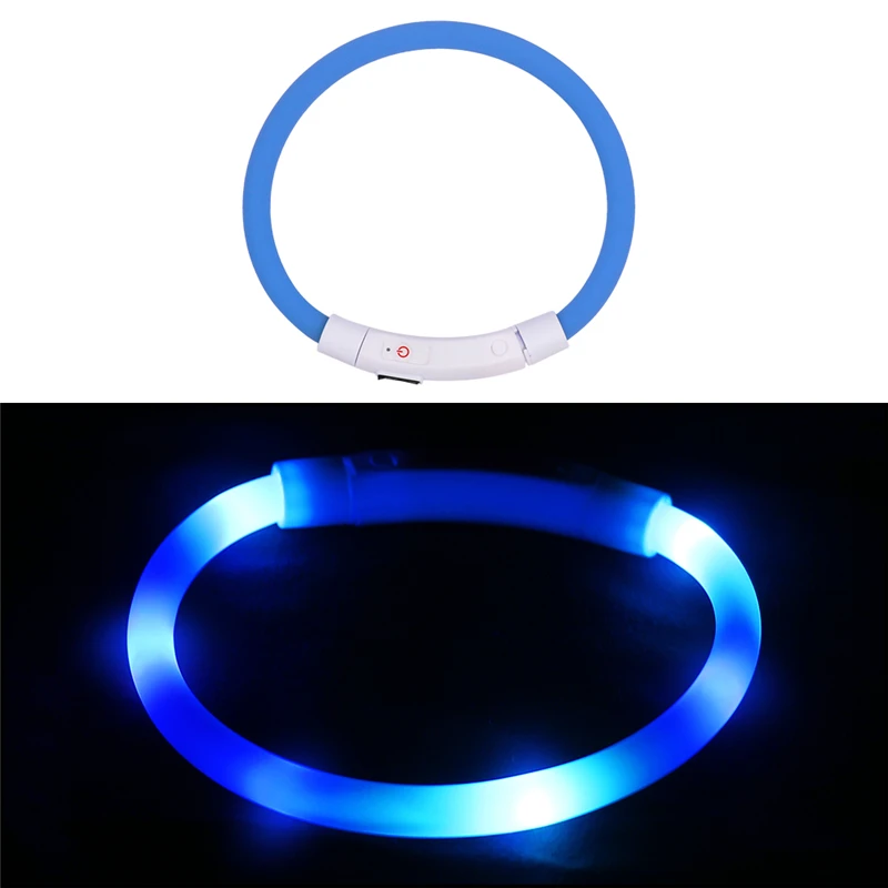 Old Style Blue B Usb зарядка Регулируемый ошейник для собак светодиодный перезаряжаемый ночной мигающий светящийся ошейник для собак пластиковый однотонный ошейник для собак - Цвет: Old Style Blue B